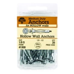 Hillman 1/8 in. D X 1/8 Short in. L Metal Pan Head Hollow Wall Anchors 20 pk