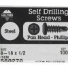 Hillman No. 8-18 X 1/2 in. L Phillips Pan Head Self- Drilling Screws 100 pk