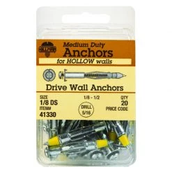 Hillman 1/8 in. D X 1/8 Short in. L Metal Pan Head Drive Wall Anchors 20 pk