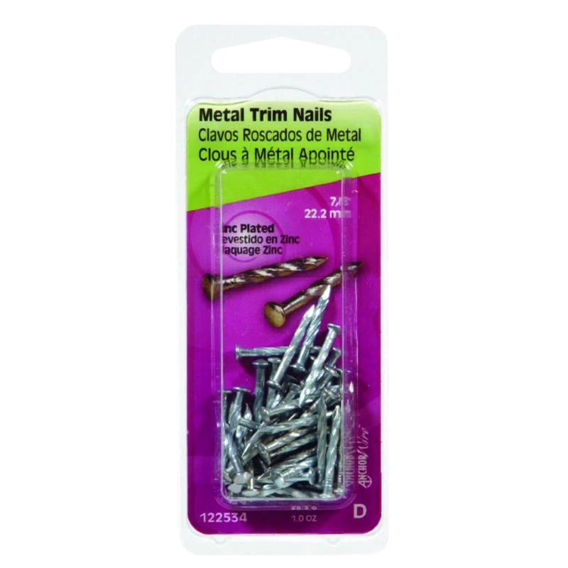 Hillman 7/8 in. Trim Zinc-Plated Steel Nail Flat Head 1 Hillman 7/8 in. Trim Zinc-Plated Steel Nail Flat Head