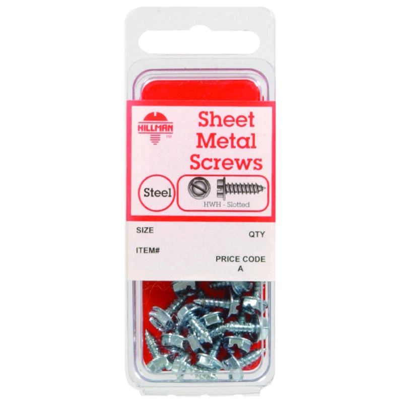 Hillman No. 14 X 3/4 in. L Slotted Hex Head Sheet Metal Screws 5 pk 1 Hillman No. 14 X 3/4 in. L Slotted Hex Head Sheet Metal Screws 5 pk