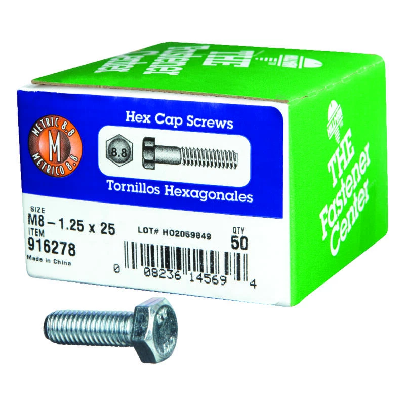 Hillman M8-1.25 mm D X 25 mm L Heat Treated Steel Hex Head Cap Screw 50 pk 1 Hillman M8-1.25 mm D X 25 mm L Heat Treated Steel Hex Head Cap Screw 50 pk