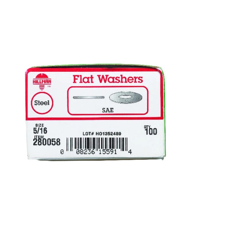 Hillman Zinc-Plated Steel 5/16 in. SAE Flat Washer 100 pk 2 Hillman Zinc-Plated Steel 5/16 in. SAE Flat Washer 100 pk - Image 2