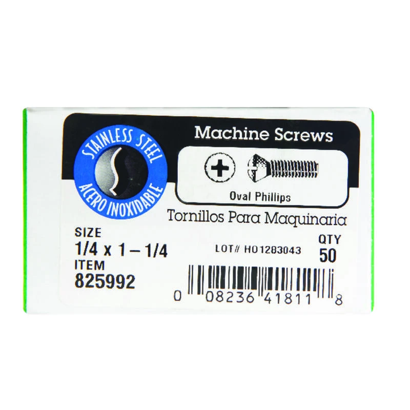 Hillman No. 1/4-20 X 1-1/4 in. L Phillips Oval Head Stainless Steel Machine Screws 50 pk 2 Hillman No. 1/4-20 X 1-1/4 in. L Phillips Oval Head Stainless Steel Machine Screws 50 pk - Image 2