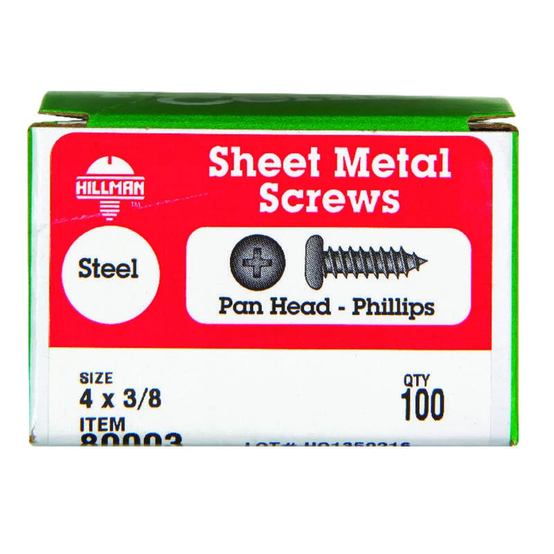 Hillman No. 4 X 3/8 in. L Phillips Pan Head Sheet Metal Screws 100 pk 2 Hillman No. 4 X 3/8 in. L Phillips Pan Head Sheet Metal Screws 100 pk - Image 2