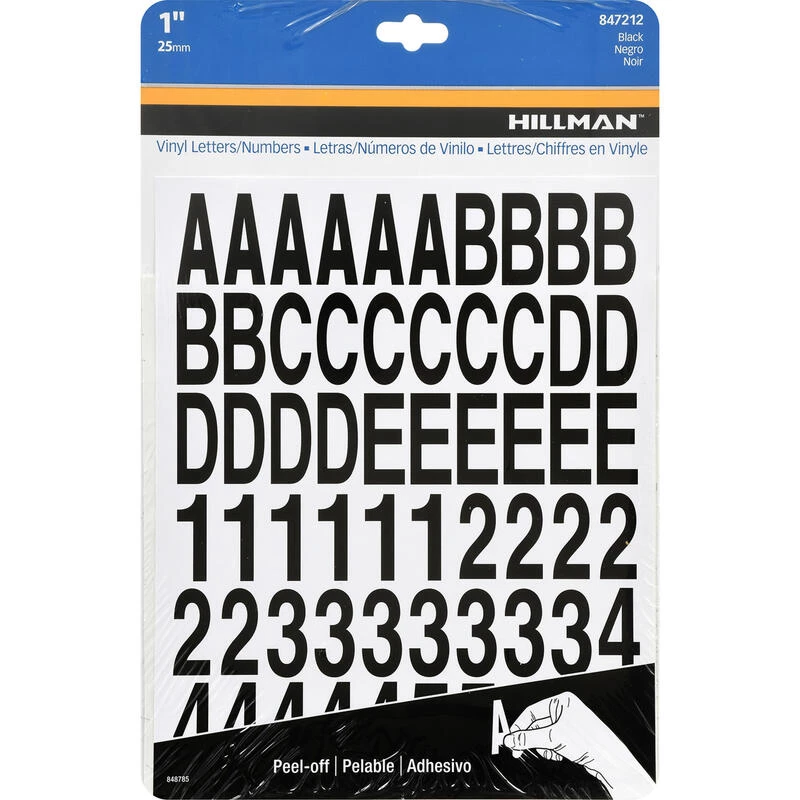 Hillman 1 in. Black Vinyl Self-Adhesive Letter and Number Set 0-9, A-Z 228 pc 1 Hillman 1 in. Black Vinyl Self-Adhesive Letter and Number Set 0-9, A-Z 228 pc