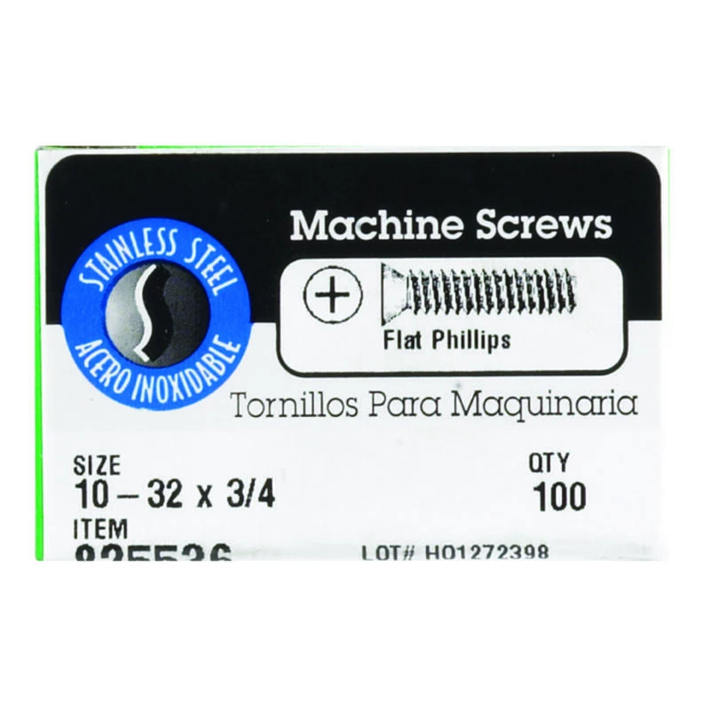 Hillman No. 10-32 X 3/4 in. L Phillips Flat Head Stainless Steel Machine Screws 100 pk 2 Hillman No. 10-32 X 3/4 in. L Phillips Flat Head Stainless Steel Machine Screws 100 pk - Image 2