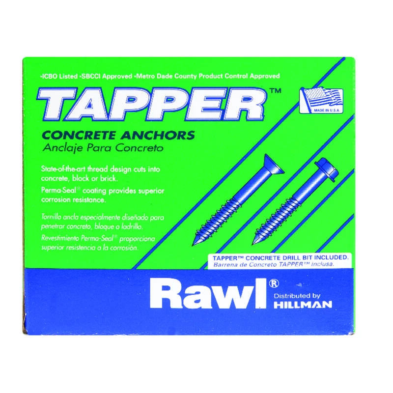 Hillman Tapper 1/4 in. D Steel Flat Head Concrete Screw Anchor 100 pk 2 Hillman Tapper 1/4 in. D Steel Flat Head Concrete Screw Anchor 100 pk - Image 2