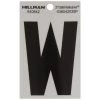 Hillman 3 in. Reflective Black Vinyl Self-Adhesive Letter W 1 pc