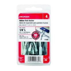 Hillman 1/8 in. D X 1/8 Long in. L Metal Pan Head Hollow Wall Anchors 20 pk