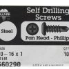 Hillman No. 10-16 X 1 in. L Phillips Pan Head Self- Drilling Screws 100 pk