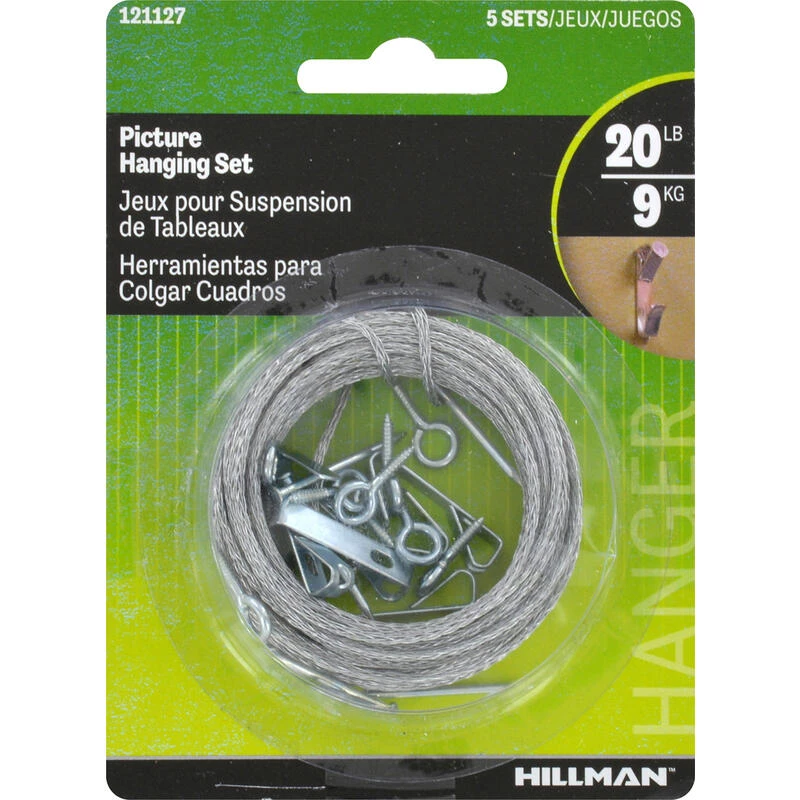 Hillman AnchorWire Steel-Plated Conventional Picture Hanging Set 20 lb 5 pk 1 Hillman AnchorWire Steel-Plated Conventional Picture Hanging Set 20 lb 5 pk