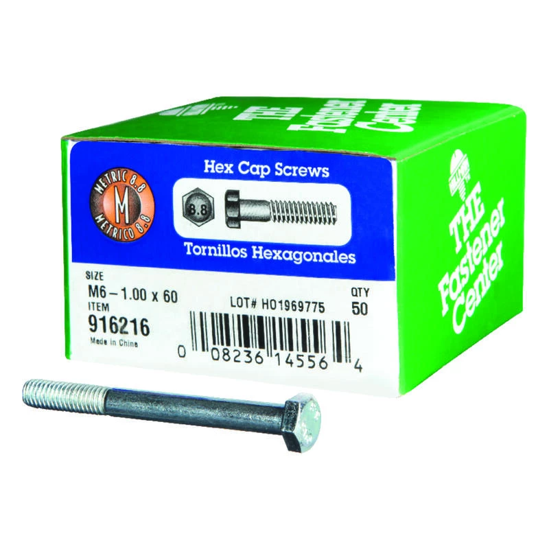 Hillman M6-1.00 mm D X 60 mm L Heat Treated Steel Hex Head Cap Screw 50 pk 1 Hillman M6-1.00 mm D X 60 mm L Heat Treated Steel Hex Head Cap Screw 50 pk