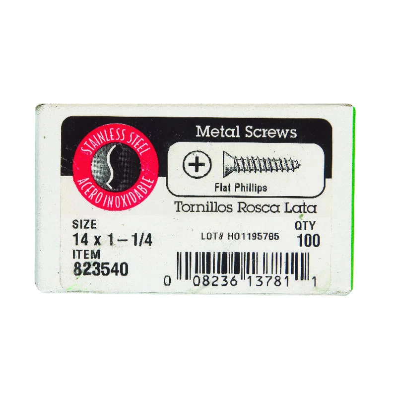 Hillman No. 14 X 1-1/4 in. L Phillips Flat Head Sheet Metal Screws 100 pk 2 Hillman No. 14 X 1-1/4 in. L Phillips Flat Head Sheet Metal Screws 100 pk - Image 2