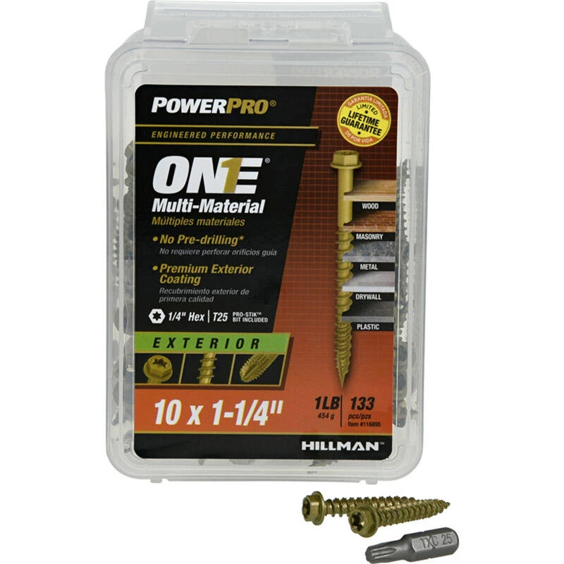 Hillman Power Pro No. 10 X 1-1/4 in. L Star Hex Washer Head Multi-Material Screw 1 lb 133 pk 1 Hillman Power Pro No. 10 X 1-1/4 in. L Star Hex Washer Head Multi-Material Screw 1 lb 133 pk