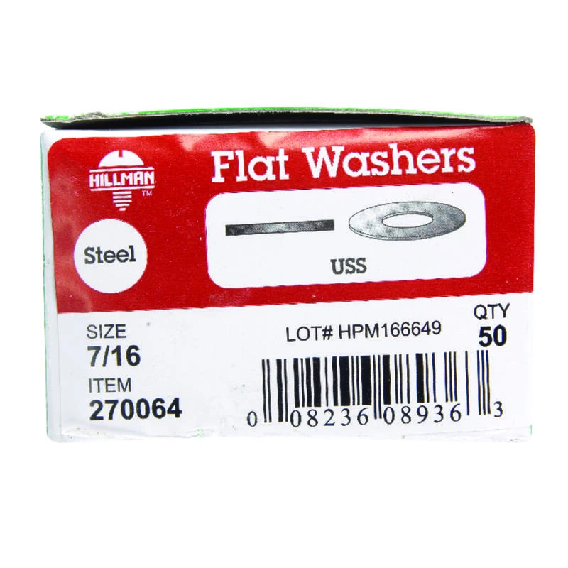 Hillman Zinc-Plated Steel 7/16 in. USS Flat Washer 50 pk 2 Hillman Zinc-Plated Steel 7/16 in. USS Flat Washer 50 pk - Image 2