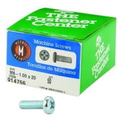 Hillman M6-1 X 20 in. L Phillips Pan Head Zinc-Plated Steel Metric Machine Screws 50 pk