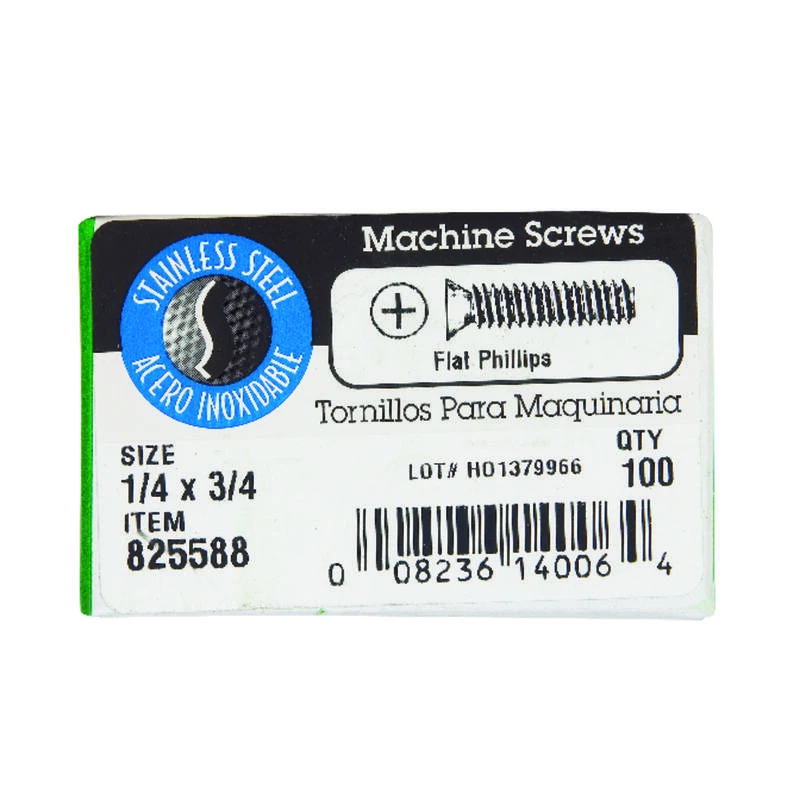 Hillman No. 1/4-20 X 3/4 in. L Phillips Flat Head Stainless Steel Machine Screws 100 pk 2 Hillman No. 1/4-20 X 3/4 in. L Phillips Flat Head Stainless Steel Machine Screws 100 pk - Image 2