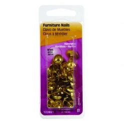 Hillman 4.88 in. Furniture Brass-Plated Brass Nail Hammered Head