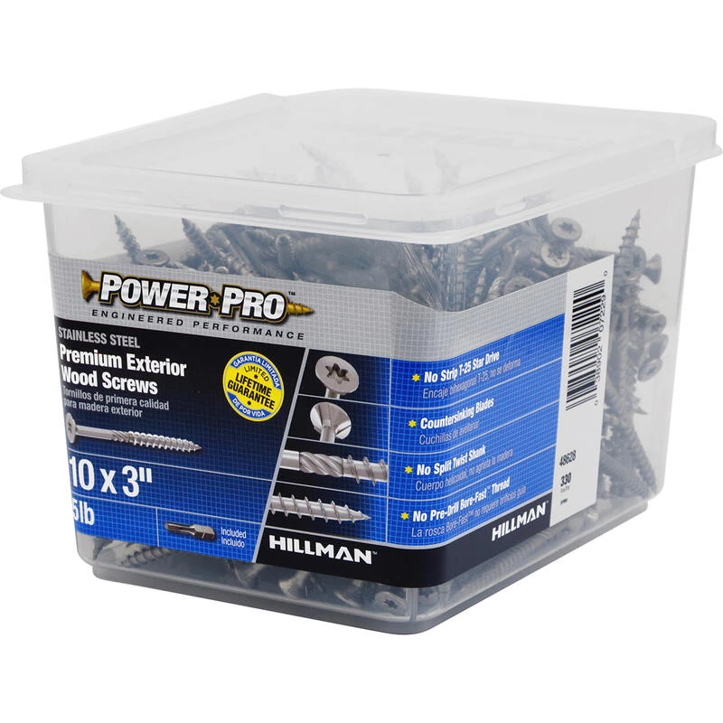 Hillman Power Pro No. 10 X 3 in. L Star Flat Head Premium Deck Screws 5 lb 330 pk 4 Hillman Power Pro No. 10 X 3 in. L Star Flat Head Premium Deck Screws 5 lb 330 pk - Image 4