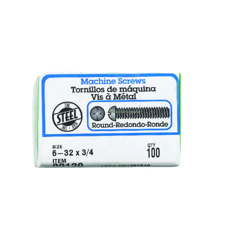 Hillman No. 6-32 X 3/4 in. L Combination Round Head Zinc-Plated Steel Machine Screws 100 pk 2 Hillman No. 6-32 X 3/4 in. L Combination Round Head Zinc-Plated Steel Machine Screws 100 pk - Image 2