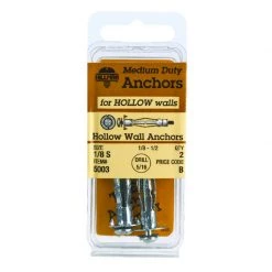 Hillman 1/8 in. D X 1 1/2 in. L Metal Round Head Hollow Wall Anchors 2 pk