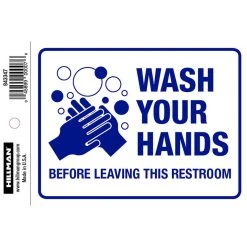 Hillman English White Restroom Decal 4 in. H X 6 in. W