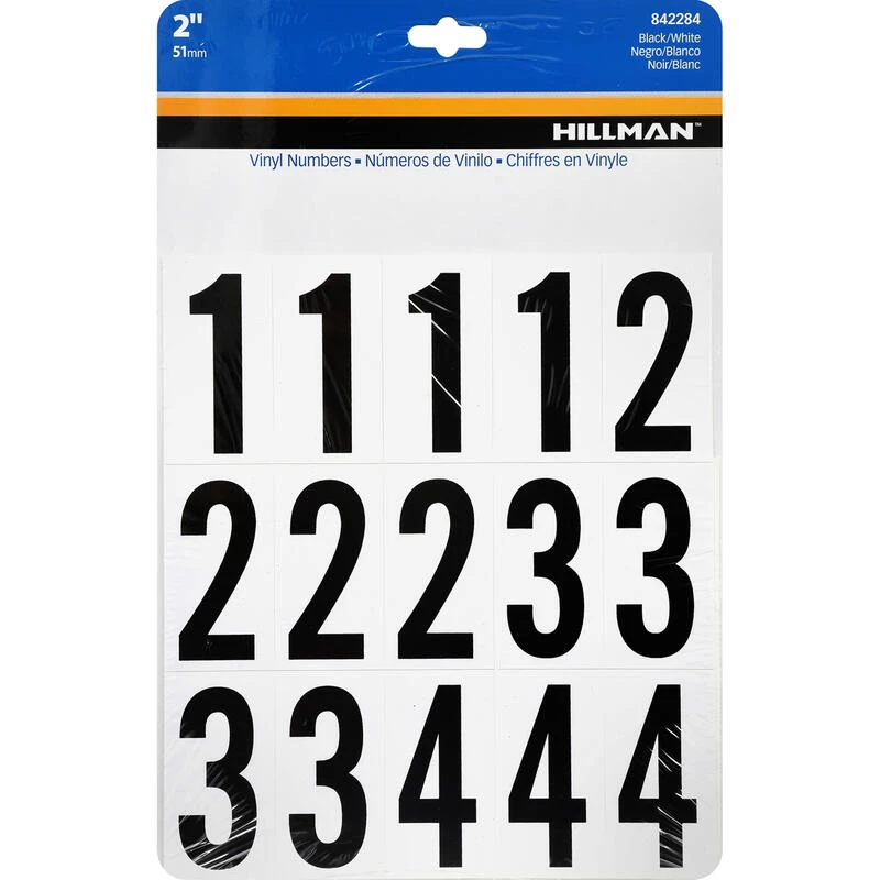 Hillman 2 in. Black Vinyl Self-Adhesive Number Set 0-9 35 pc 1 Hillman 2 in. Black Vinyl Self-Adhesive Number Set 0-9 35 pc