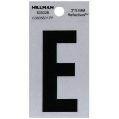 Hillman 2 in. Reflective Black Vinyl  Self-Adhesive Letter E 1 pc