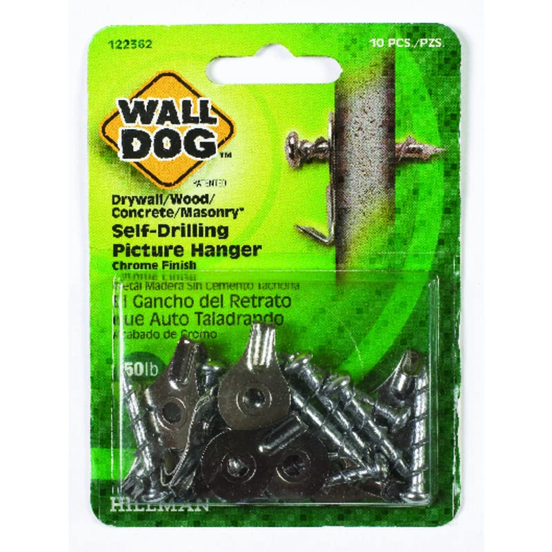 Hillman WALL DOG Chrome Gold Self-Drilling Picture Hanger 50 lb 10 pk 2 Hillman WALL DOG Chrome Gold Self-Drilling Picture Hanger 50 lb 10 pk - Image 2