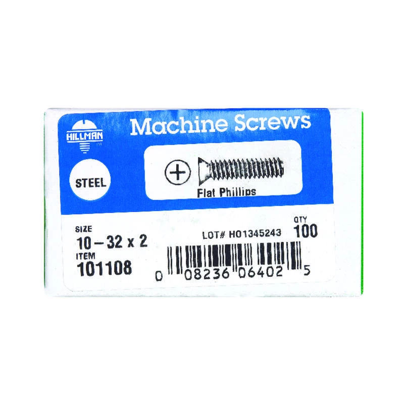Hillman No. 10-32 X 2 in. L Phillips Flat Head Zinc-Plated Steel Machine Screws 100 pk 2 Hillman No. 10-32 X 2 in. L Phillips Flat Head Zinc-Plated Steel Machine Screws 100 pk - Image 2