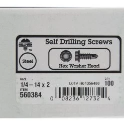 Hillman 1/4-14 Sizes X 2 in. L Hex Hex Washer Head Sheet Metal Screws 100 pk