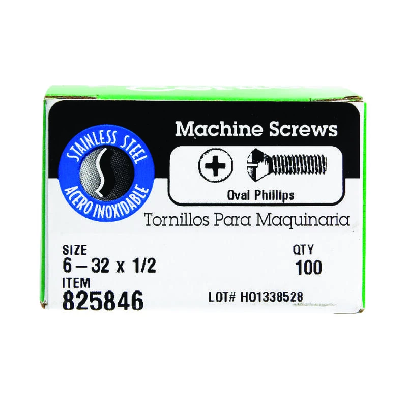 Hillman No. 6-32 X 1/2 in. L Phillips Oval Head Stainless Steel Machine Screws 100 pk 2 Hillman No. 6-32 X 1/2 in. L Phillips Oval Head Stainless Steel Machine Screws 100 pk - Image 2