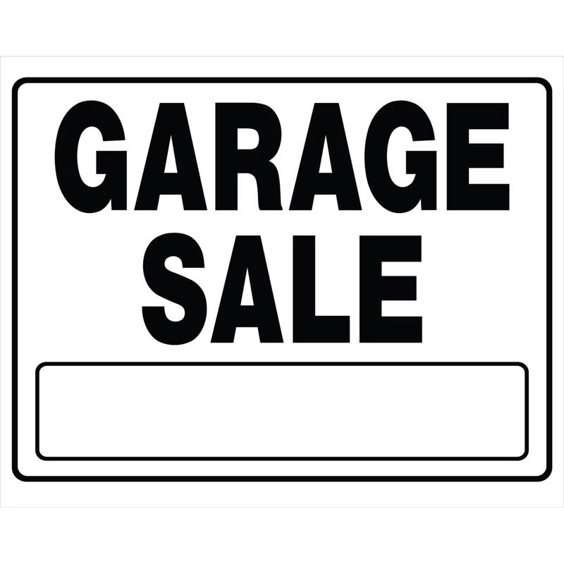 Hillman English White Garage Sale Sign 20 in. H X 24 in. W 1 Hillman English White Garage Sale Sign 20 in. H X 24 in. W