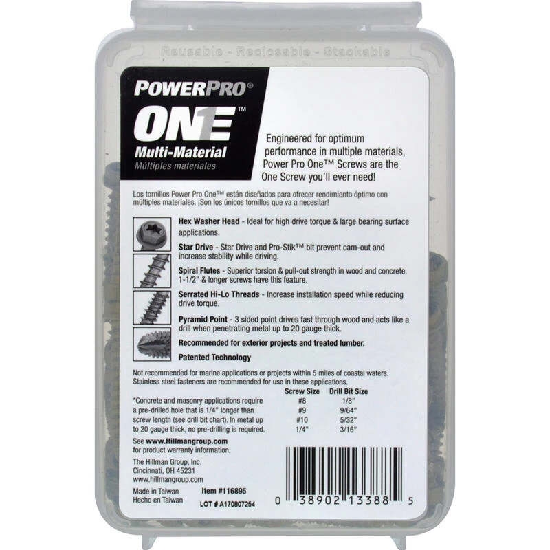 Hillman Power Pro No. 10 X 1-1/4 in. L Star Hex Washer Head Multi-Material Screw 1 lb 133 pk 4 Hillman Power Pro No. 10 X 1-1/4 in. L Star Hex Washer Head Multi-Material Screw 1 lb 133 pk - Image 4