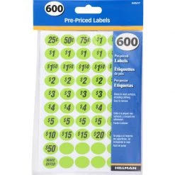 Hillman Oval Green Price Label 600 pk