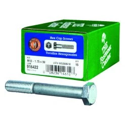 Hillman M12-1.75 mm D X 90 mm L Heat Treated Steel Hex Head Cap Screw 15 pk