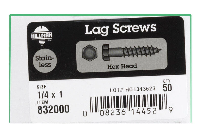 Hillman 1/4 in. X 1 in. L Hex Stainless Steel Lag Screw 50 pk 2 Hillman 1/4 in. X 1 in. L Hex Stainless Steel Lag Screw 50 pk - Image 2