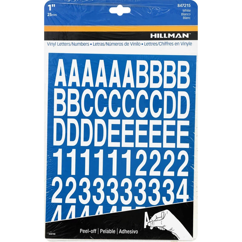 Hillman 1 in. White Vinyl Self-Adhesive Letter and Number Set 0-9, A-Z 228 pc 1 Hillman 1 in. White Vinyl Self-Adhesive Letter and Number Set 0-9, A-Z 228 pc