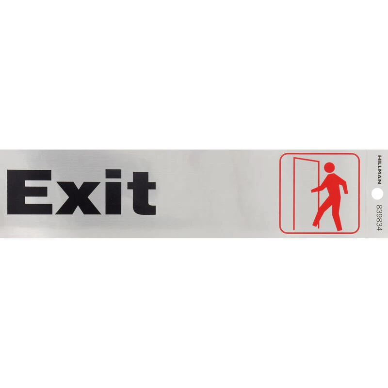 Hillman English Silver Exit Decal 2 in. H X 8 in. W 1 Hillman English Silver Exit Decal 2 in. H X 8 in. W