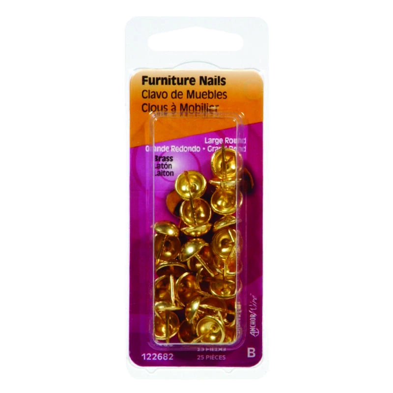 Hillman Large Brass-Plated Brass Furniture Nails 25 pk 1 Hillman Large Brass-Plated Brass Furniture Nails 25 pk