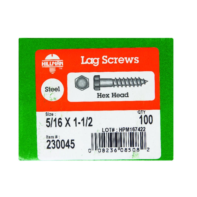 Hillman 5/16 in. X 1-1/2 in. L Hex Zinc-Plated Steel Lag Screw 100 pk 2 Hillman 5/16 in. X 1-1/2 in. L Hex Zinc-Plated Steel Lag Screw 100 pk - Image 2