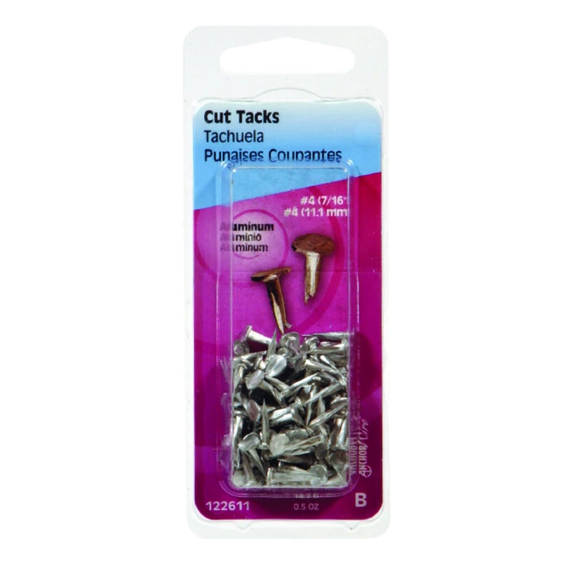 Hillman No. 6 X 1/2 in. L Silver Aluminum Cut Tacks 0.5 pk 1 Hillman No. 6 X 1/2 in. L Silver Aluminum Cut Tacks 0.5 pk