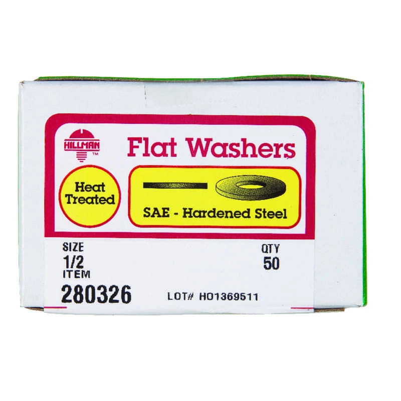 Hillman Yellow Dichromate Steel 1/2 in. SAE Flat Washer 50 pk 2 Hillman Yellow Dichromate Steel 1/2 in. SAE Flat Washer 50 pk - Image 2