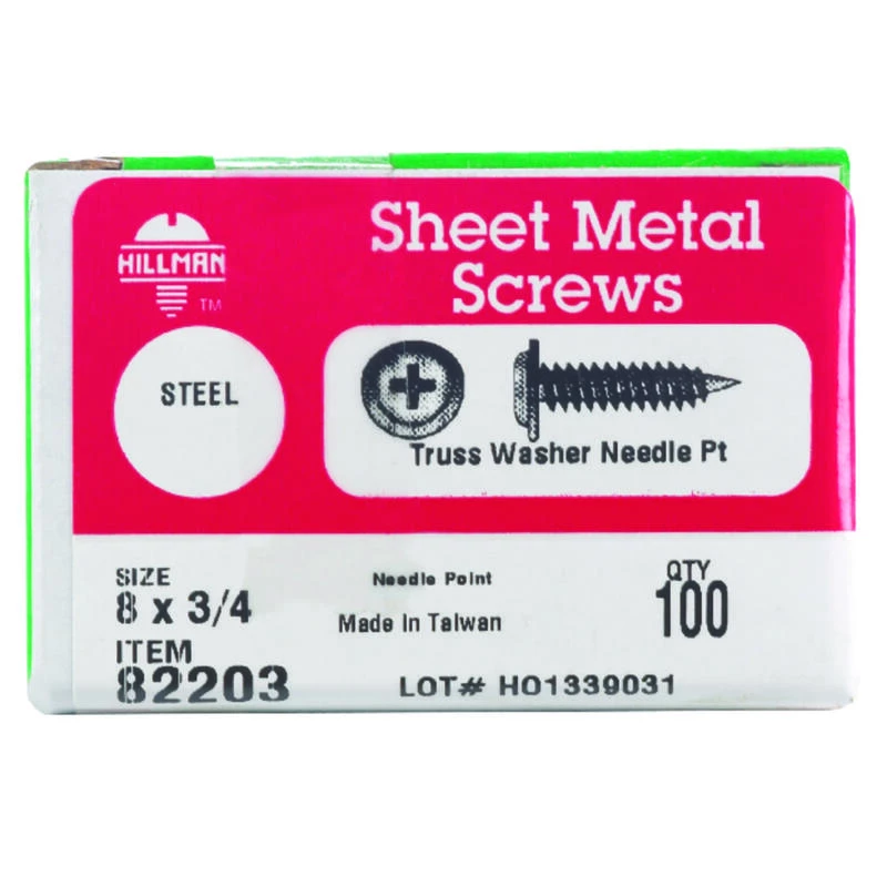 Hillman No. 8 X 3/4 in. L Phillips Truss Head Sheet Metal Screws 100 pk 2 Hillman No. 8 X 3/4 in. L Phillips Truss Head Sheet Metal Screws 100 pk - Image 2