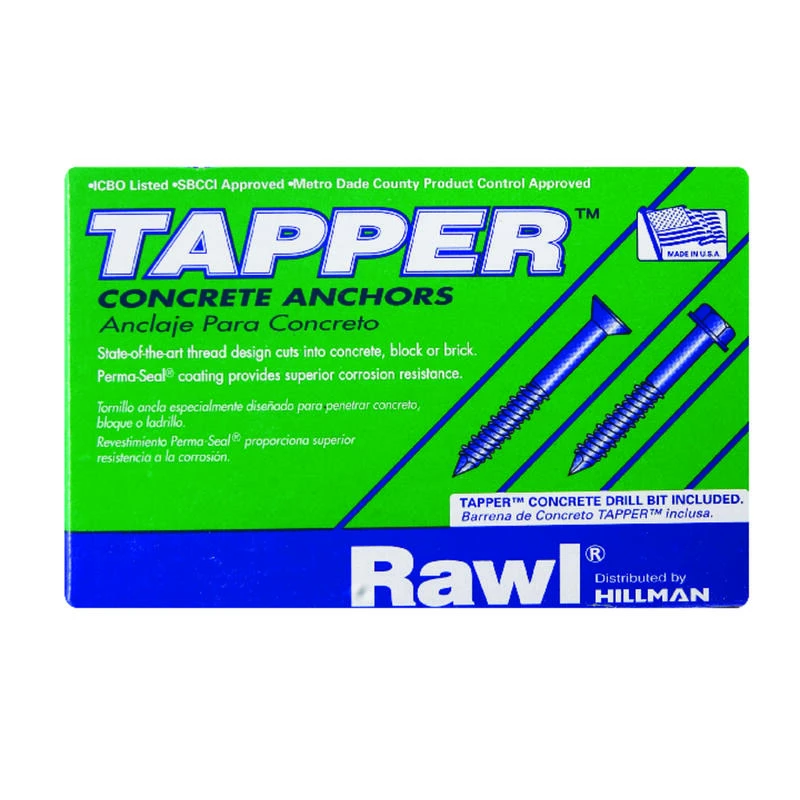 Hillman Tapper 3/16 in. D Steel Flat Head Concrete Screw Anchor 100 pk 2 Hillman Tapper 3/16 in. D Steel Flat Head Concrete Screw Anchor 100 pk - Image 2
