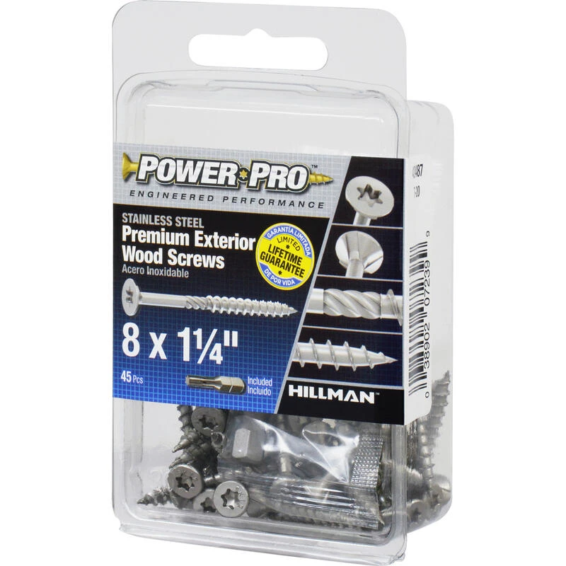 Hillman Power Pro No. 8 X 1-1/4 in. L Star Exterior Wood Screw 45 pk 4 Hillman Power Pro No. 8 X 1-1/4 in. L Star Exterior Wood Screw 45 pk - Image 4