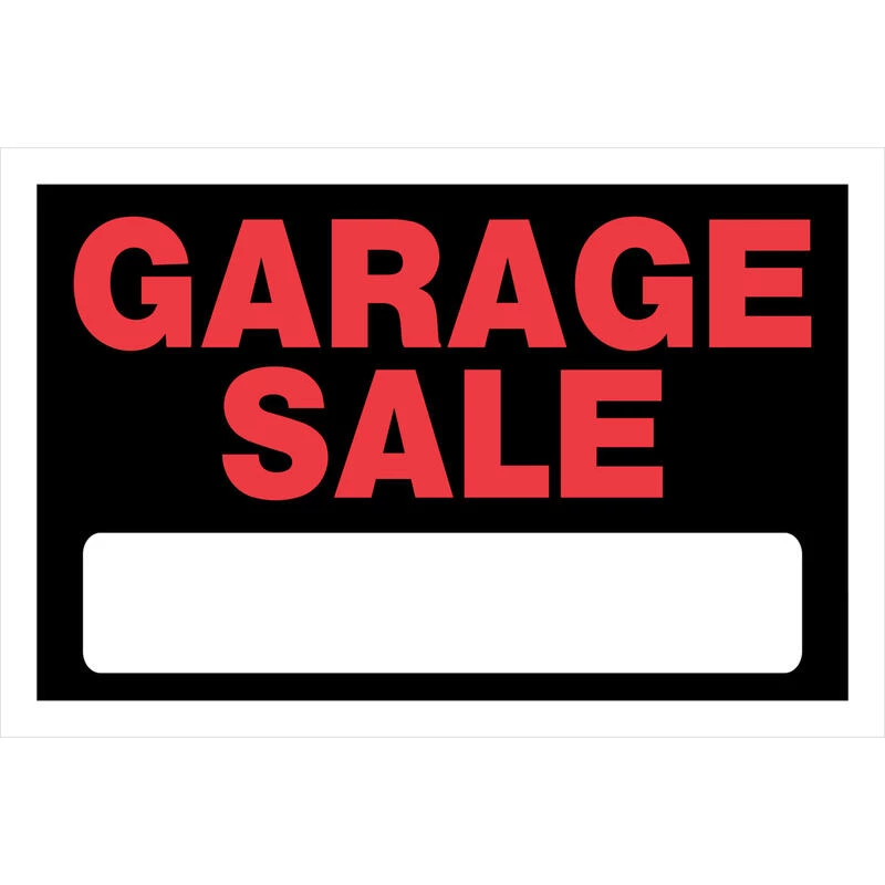 Hillman English Black Garage Sale Sign 8 in. H X 12 in. W 1 Hillman English Black Garage Sale Sign 8 in. H X 12 in. W