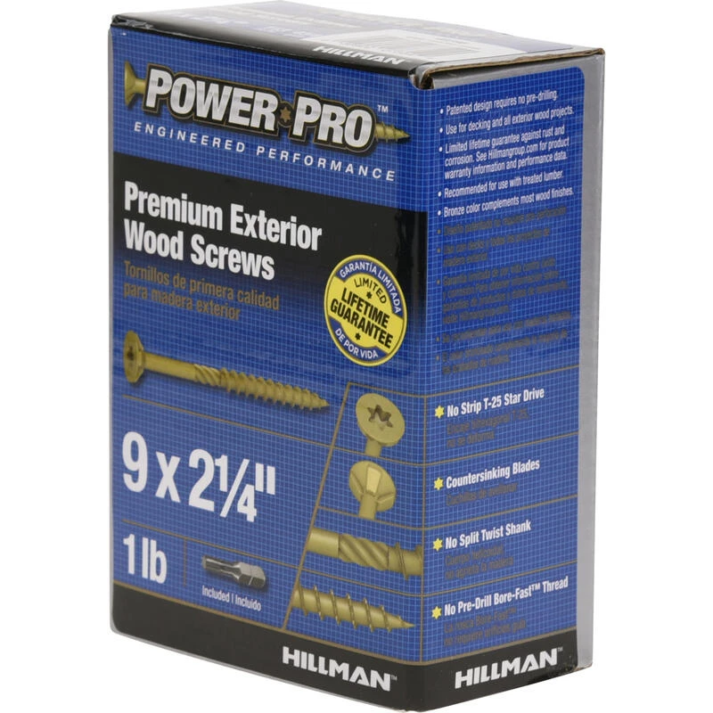 Hillman Power Pro No. 9 X 2-1/4 in. L Star Flat Head Premium Deck Screws 1 lb 113 pk 5 Hillman Power Pro No. 9 X 2-1/4 in. L Star Flat Head Premium Deck Screws 1 lb 113 pk - Image 5