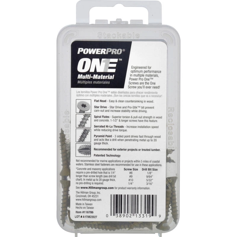 Hillman POWERPRO ONE No. 8 X 1 in. L Star Flat Head Multi-Material Screw 35 pk 3 Hillman POWERPRO ONE No. 8 X 1 in. L Star Flat Head Multi-Material Screw 35 pk - Image 3
